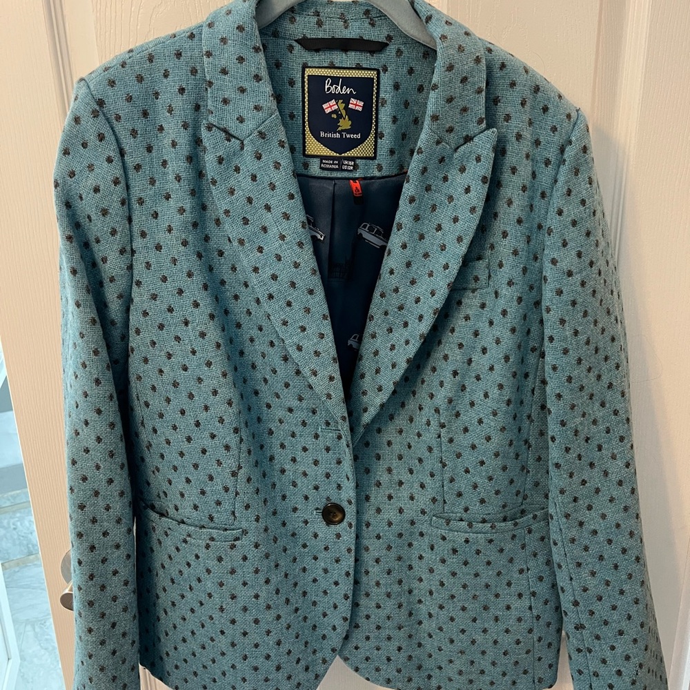 Boden aquamarine Polka Dot Blazer